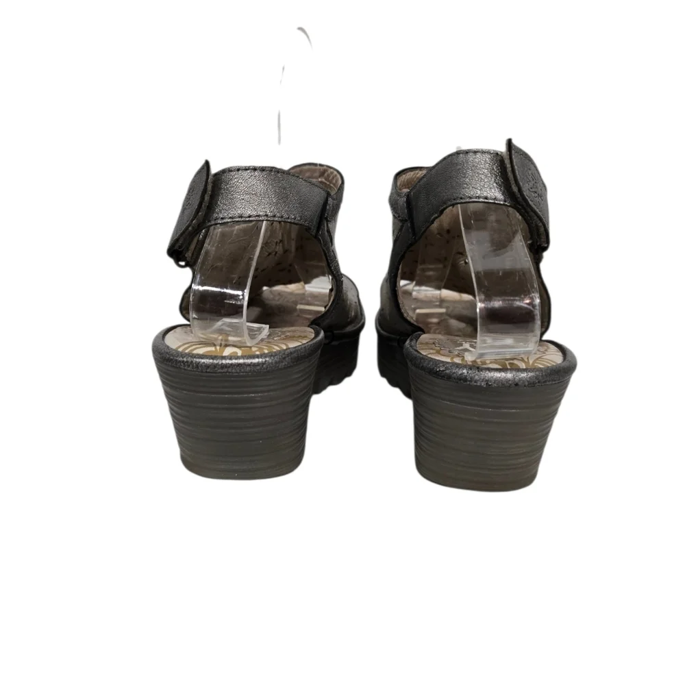 Fly London Ybei Silver Slingback Wedges